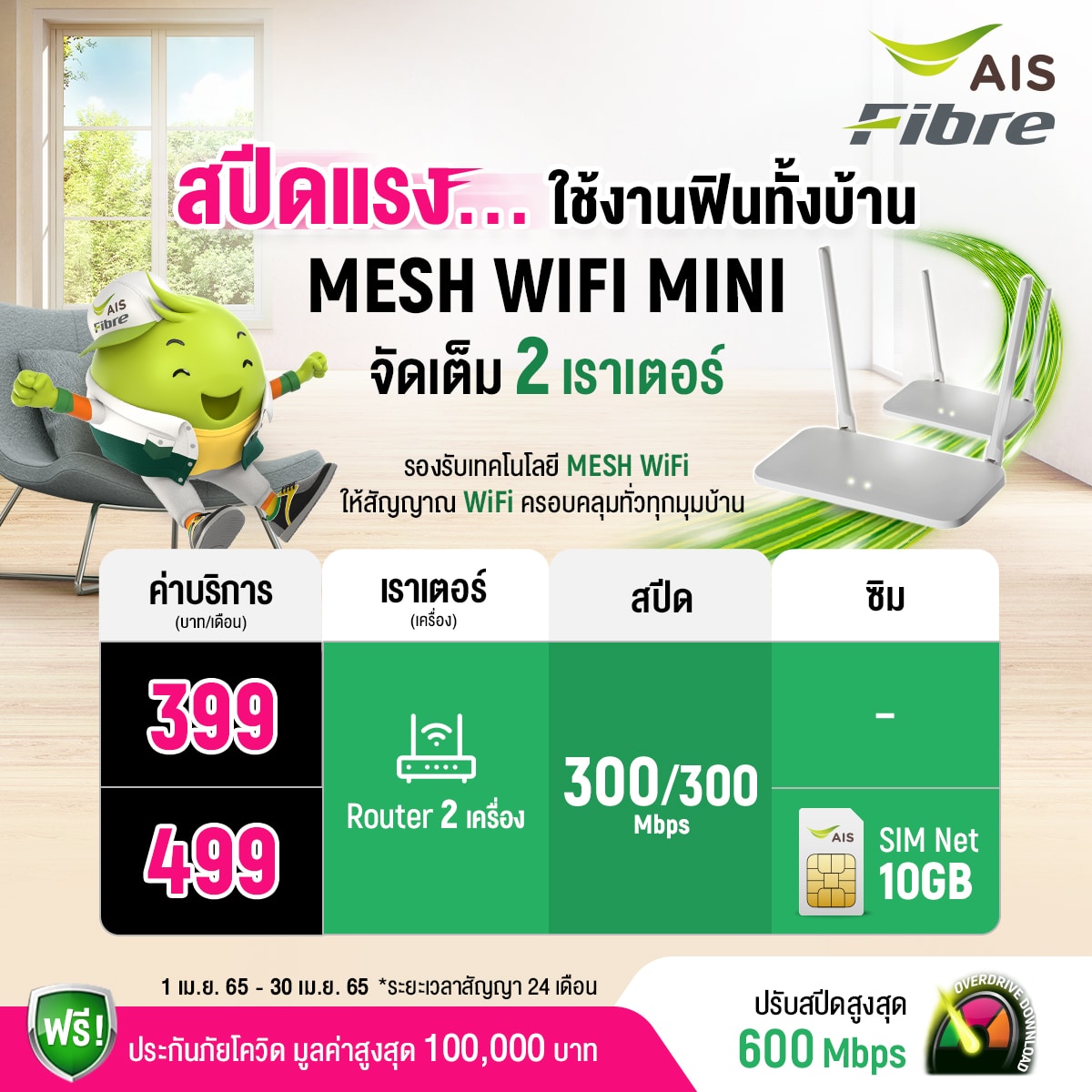 AIS Fiber mesh wifi mini AIS Fibre AIS Fibre อินเตอร์เน็ตบ้าน เอไอเอส 399 บาท